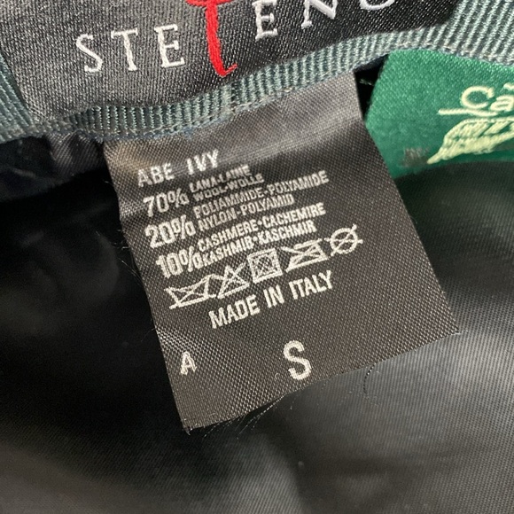 Stefeno Herringbone Cashmere Wool Blend Tweed Ascot Cap Newsboy Grey Size S - Picture 4 of 8